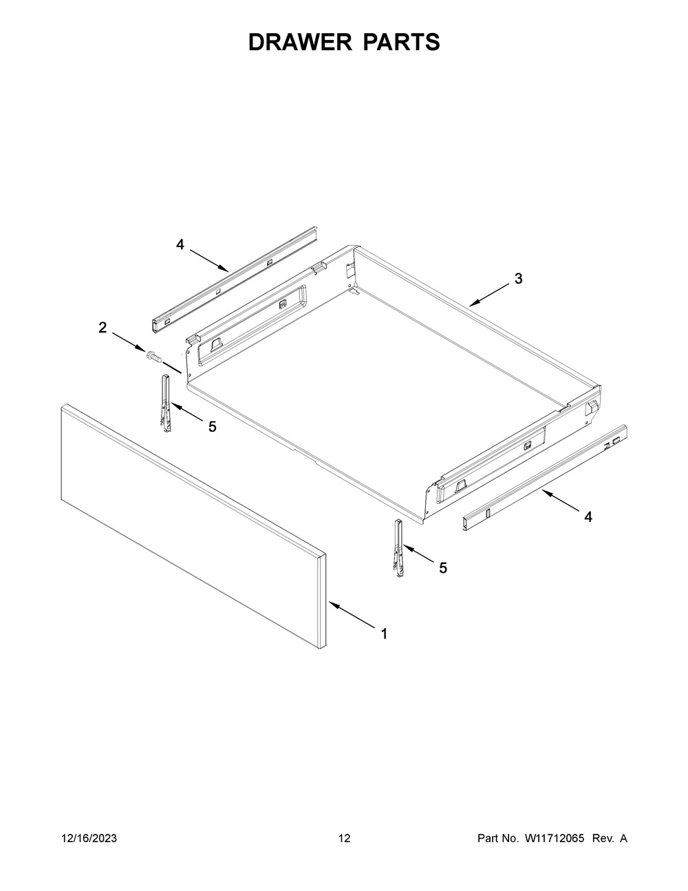 Drawer Parts Diagram and Parts List for MGR8800FZ6  Maytag Range