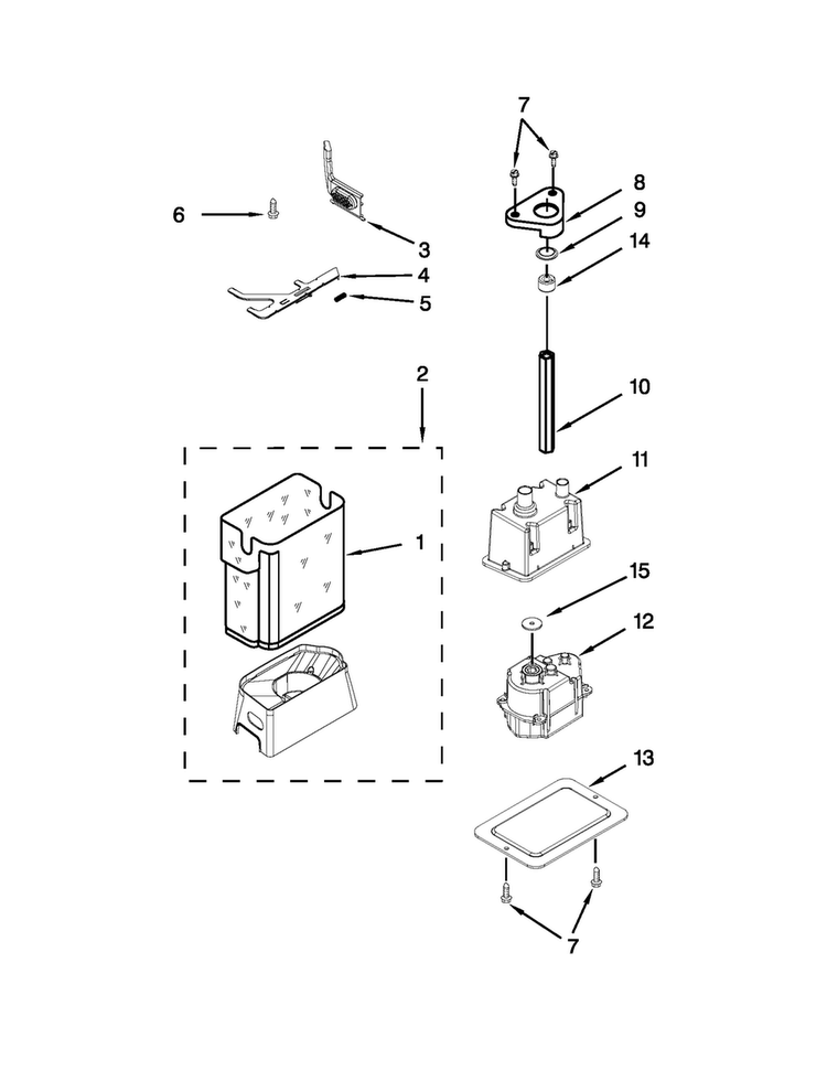 Motor And Ice Container Parts Diagram and Parts List for JS48SEDUDW14  Jenn-Air Refrigerator