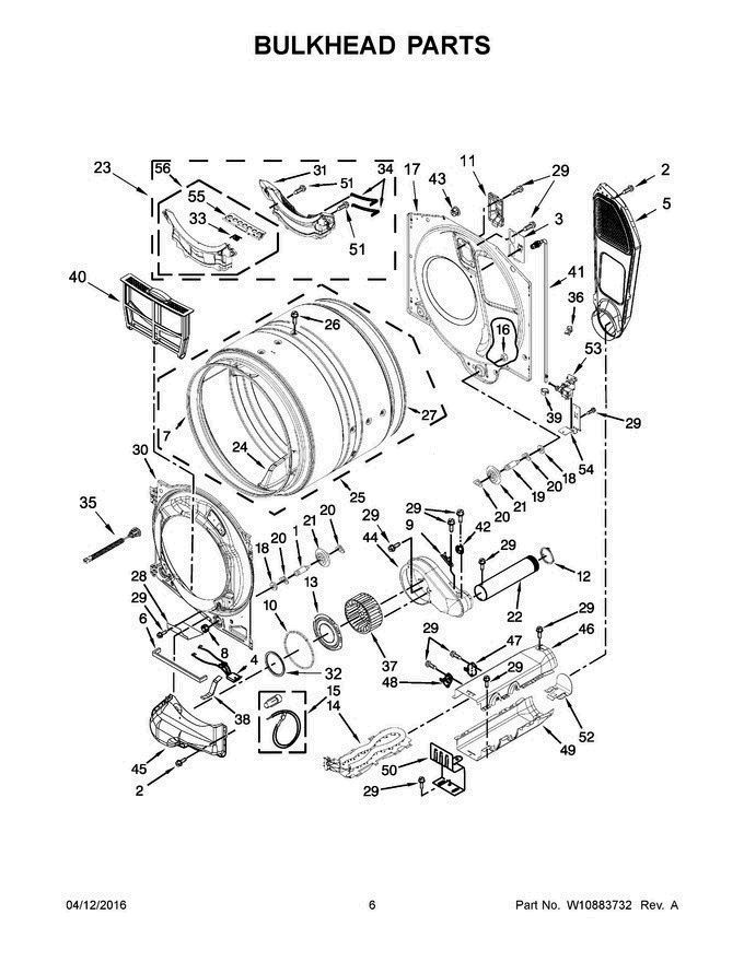 04 - Bulkhead Parts Diagram and Parts List for YMED8200FC0  Maytag Dryer