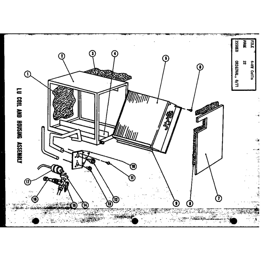 Lu Coil And Housing Assembly Diagram and Parts List for EA48X P52801-5C Amana Air Conditioner