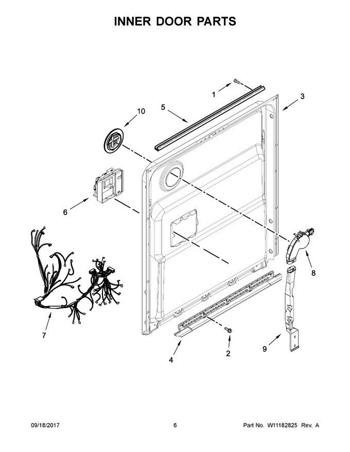 04 - Inner Door Parts Diagram and Parts List for JDB9800CWP3  Jenn-Air Dishwasher