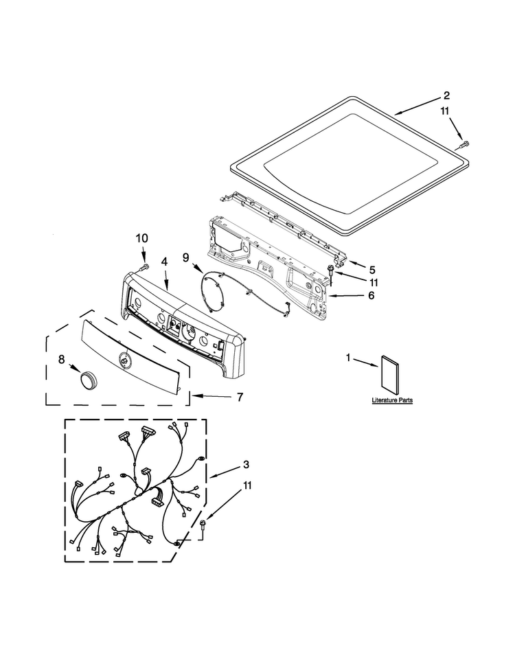 Top And Console Parts Diagram and Parts List for MGD6000AG1  Maytag Dryer