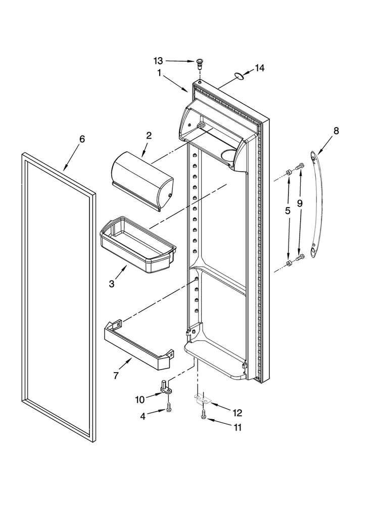 Refrigerator Door Parts Diagram and Parts List for MSD2554VEA00  Maytag Refrigerator