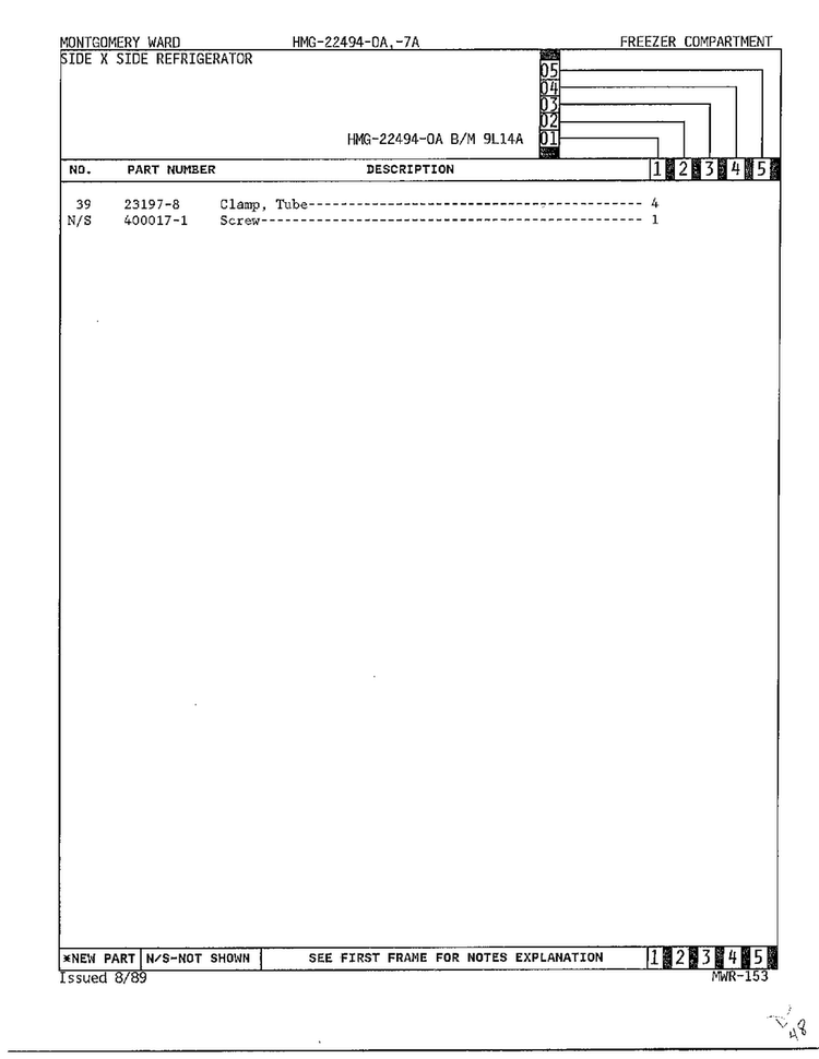 Freezer Compartment Page 3 Diagram and Parts List for 22494-OA  Admiral Refrigerator