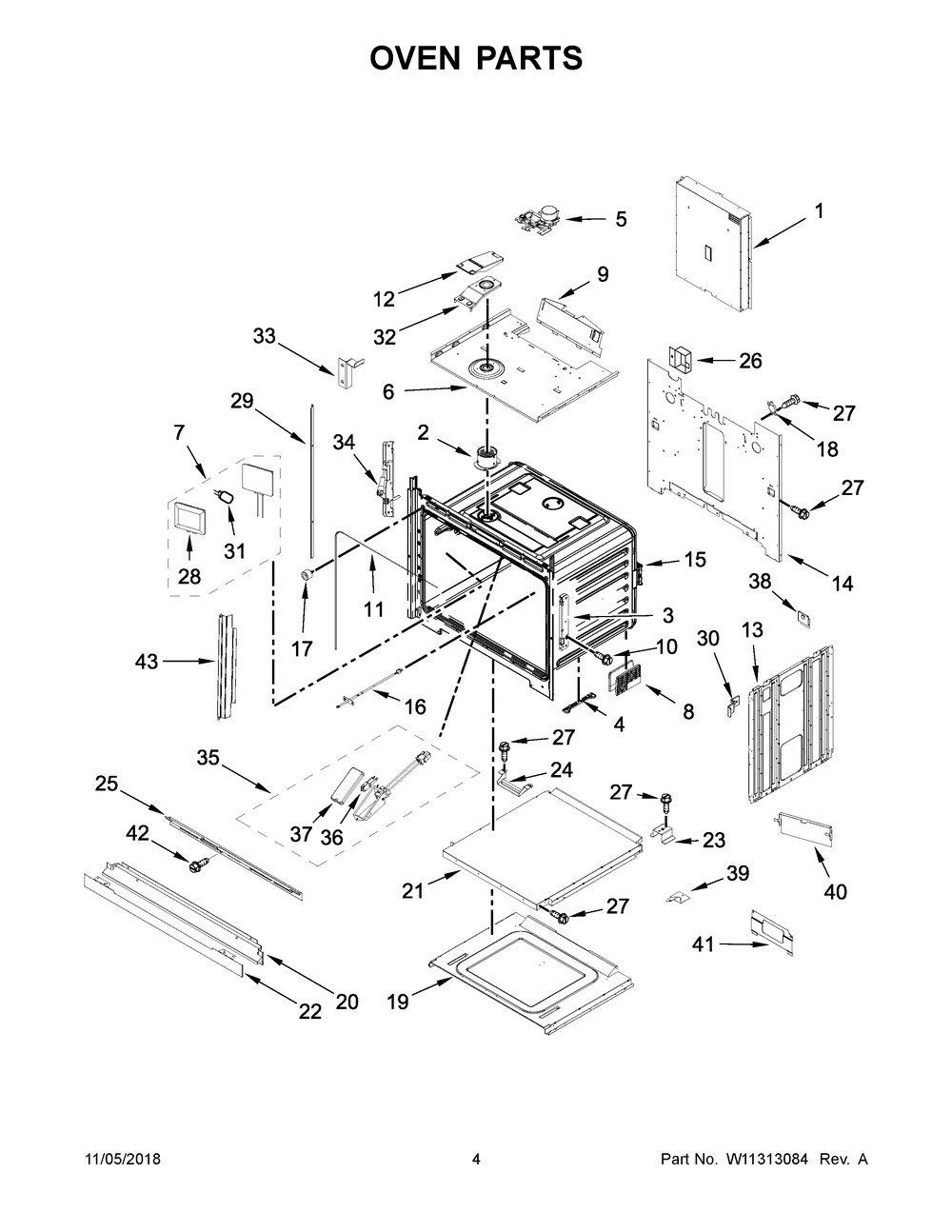 Oven Parts Diagram and Parts List for JJW3430DB03  Maytag Wall Oven