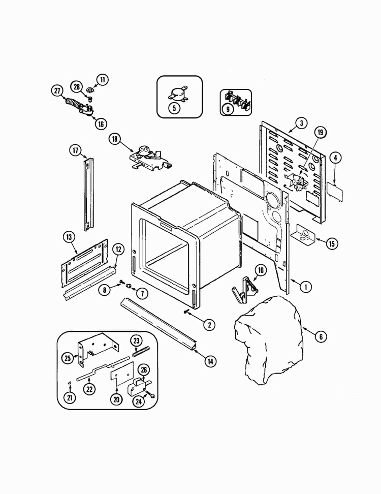 Body Diagram and Parts List for MER1320BDW  Maytag Range