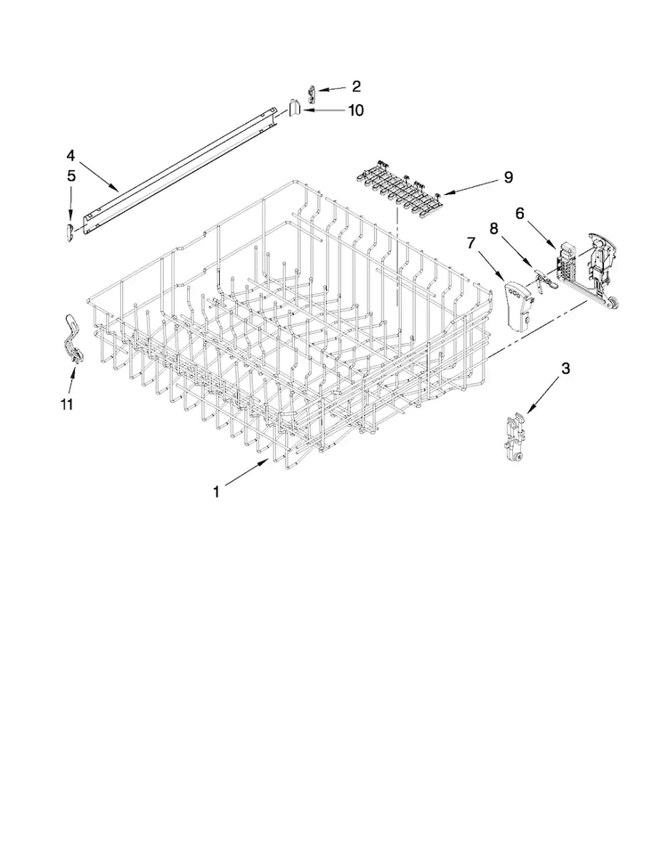 Upper Rack And Track Parts Diagram and Parts List for MDB8949SAB1  Maytag Dishwasher
