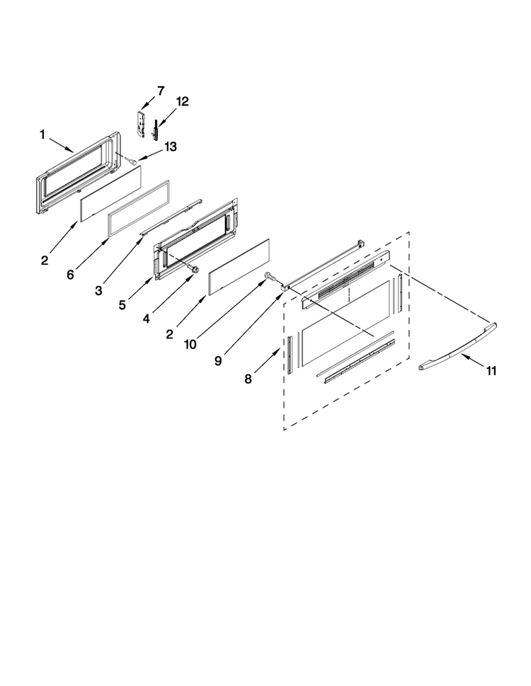 Upper Door Parts Diagram and Parts List for MGT8655XW02  Maytag Range