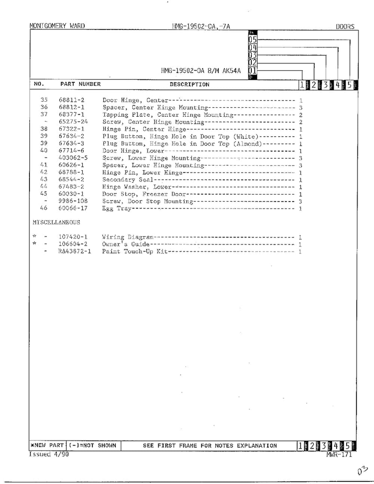 Doors Page 3 Diagram and Parts List for 19502A  Admiral Refrigerator