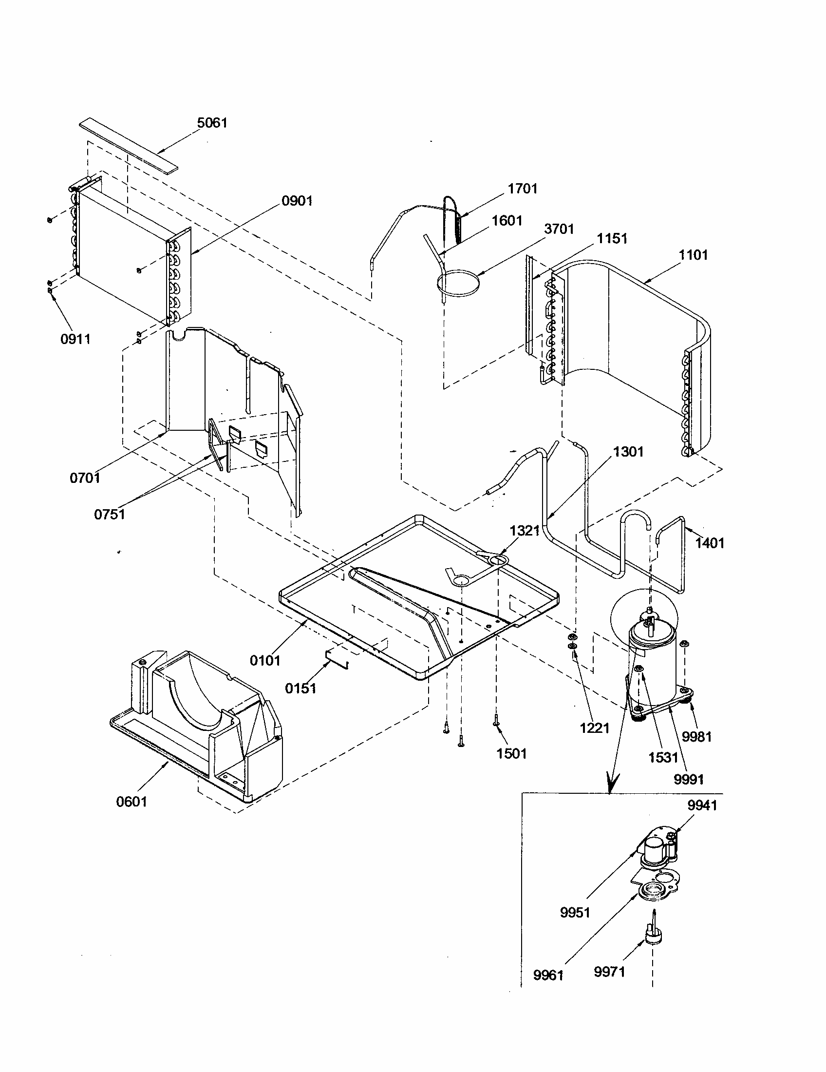 Chassis Assembly Diagram and Parts List for 10M12TA-P1214702R  Amana Air Conditioner