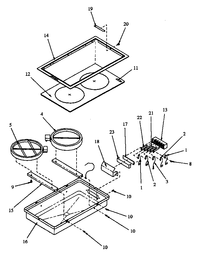 Section 13 Diagram and Parts List for CC8-P8591904S  Amana Cooktop