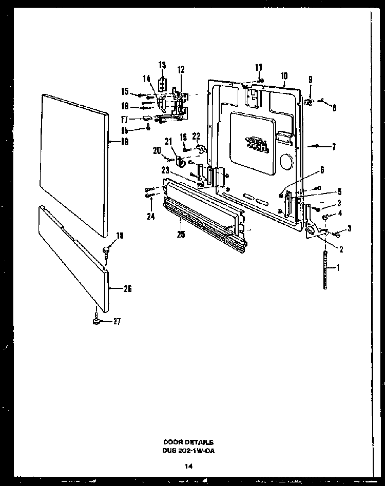 Section 1 Diagram and Parts List for DCS211-1H-OA  Caloric Dishwasher