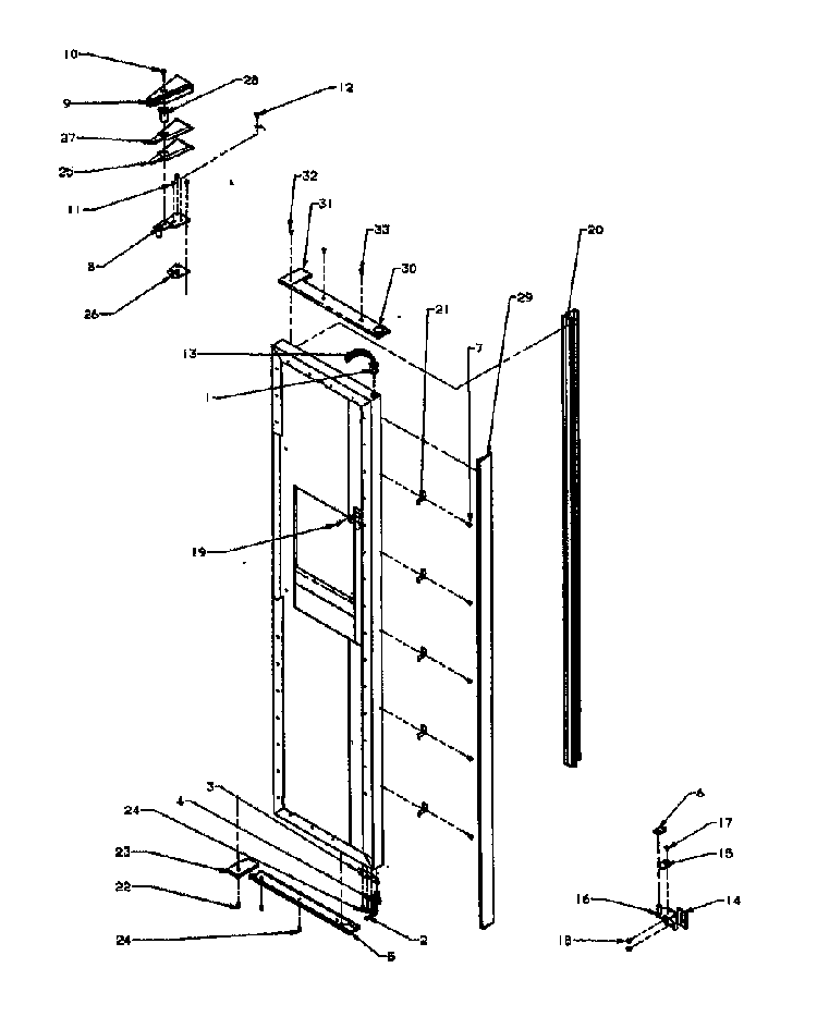Fz Door Hinge And Trim Parts Diagram and Parts List for 2599CIWEA-P1170601WL  Amana Refrigerator