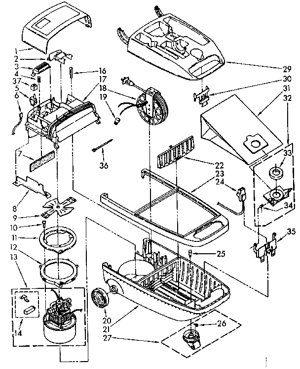 Vacuum Cleaner Parts Diagram and Parts List for 1162497580  Kenmore Filters & Accessories