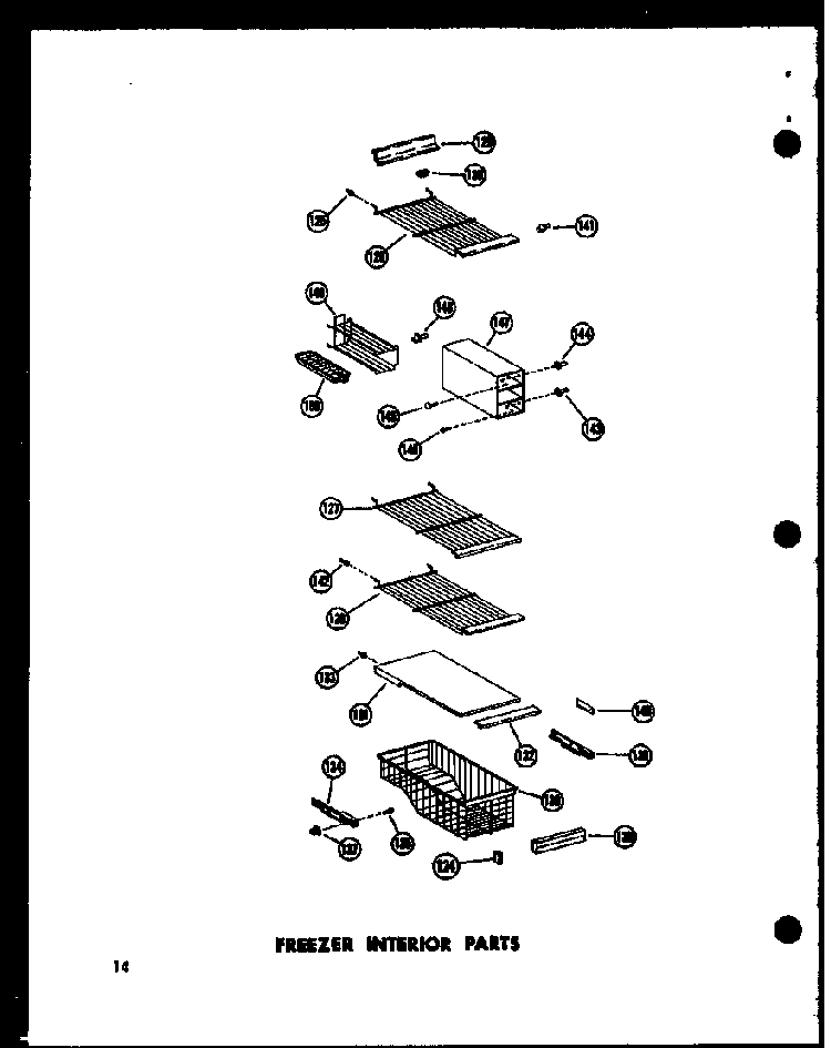 Freezer Interior Parts Diagram and Parts List for SD19W-C-P60340-23WC  Amana Refrigerator