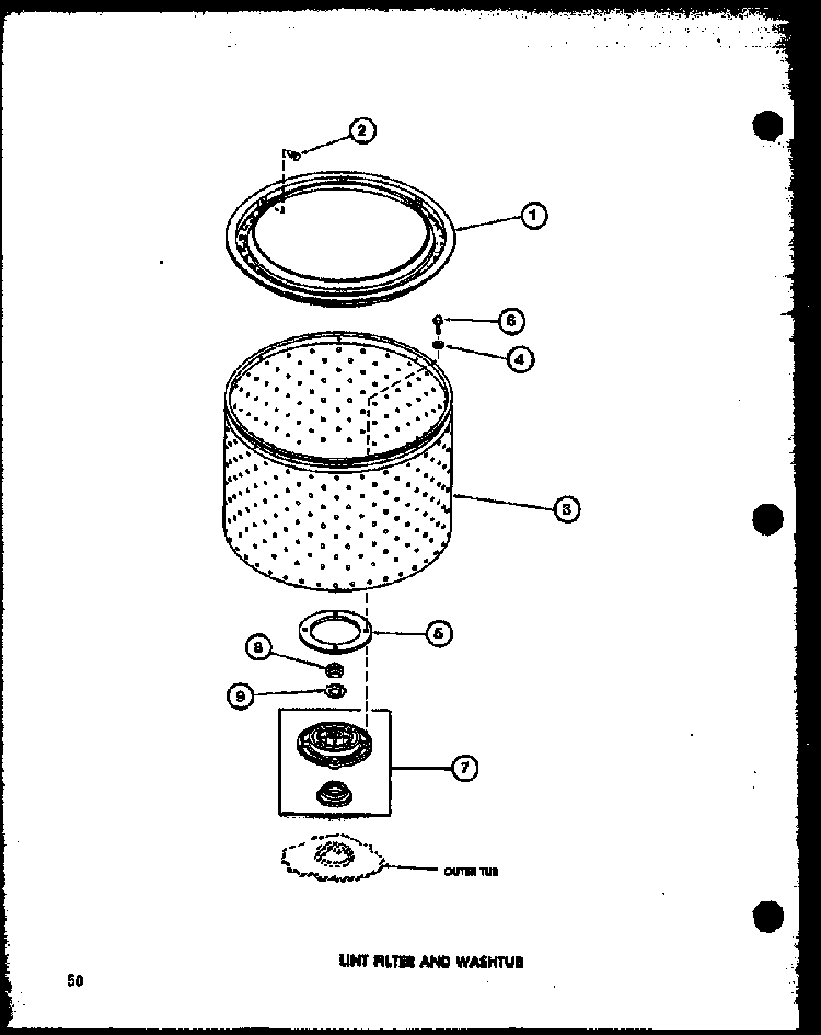 Lint Filter And Washtub Diagram and Parts List for TAA400 P77040-2W Amana Washer