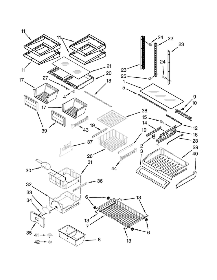 Shelf Parts Diagram and Parts List for JFC2290VEM4  Jenn-Air Refrigerator