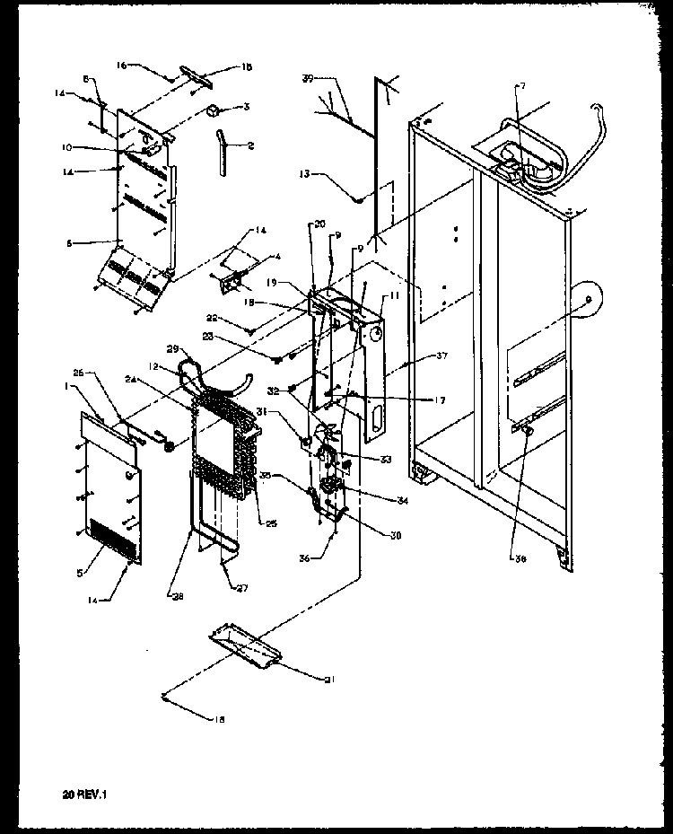 Evaporator And Air Handling Diagram and Parts List for 2599CIWEL-P1170601WL  Amana Refrigerator