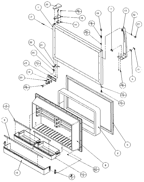 Freezer Door Diagram and Parts List for 85161-P1117111W  Amana Refrigerator
