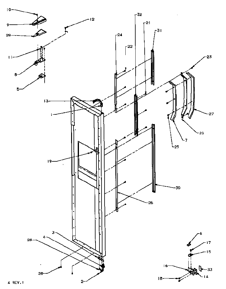 Fz Door Hinge And Trim Parts Diagram and Parts List for SQD25N2L-P1181317WL  Amana Refrigerator