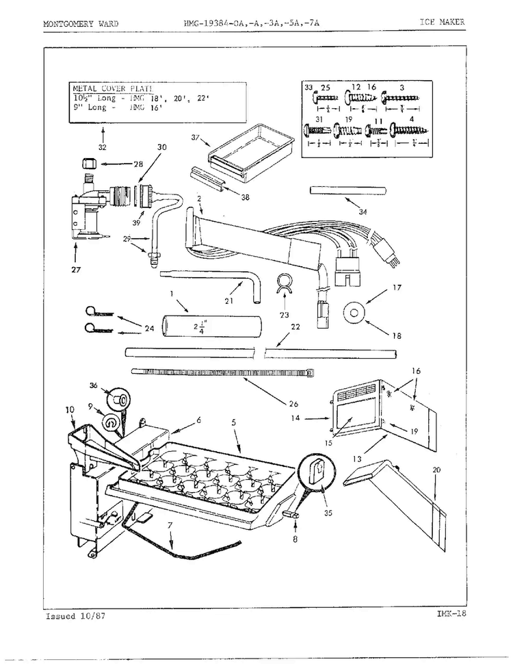 Ice Maker Diagram and Parts List for 19384A  Admiral Refrigerator