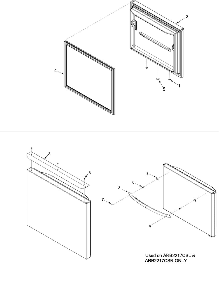 Freezer Door Diagram and Parts List for ARB2257CC-PARB2257CS0  Amana Refrigerator
