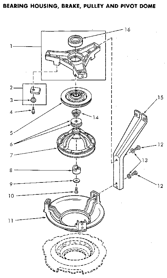 Bearing Housing And Brake Diagram and Parts List for NA8831L33938  Speed Queen Washer