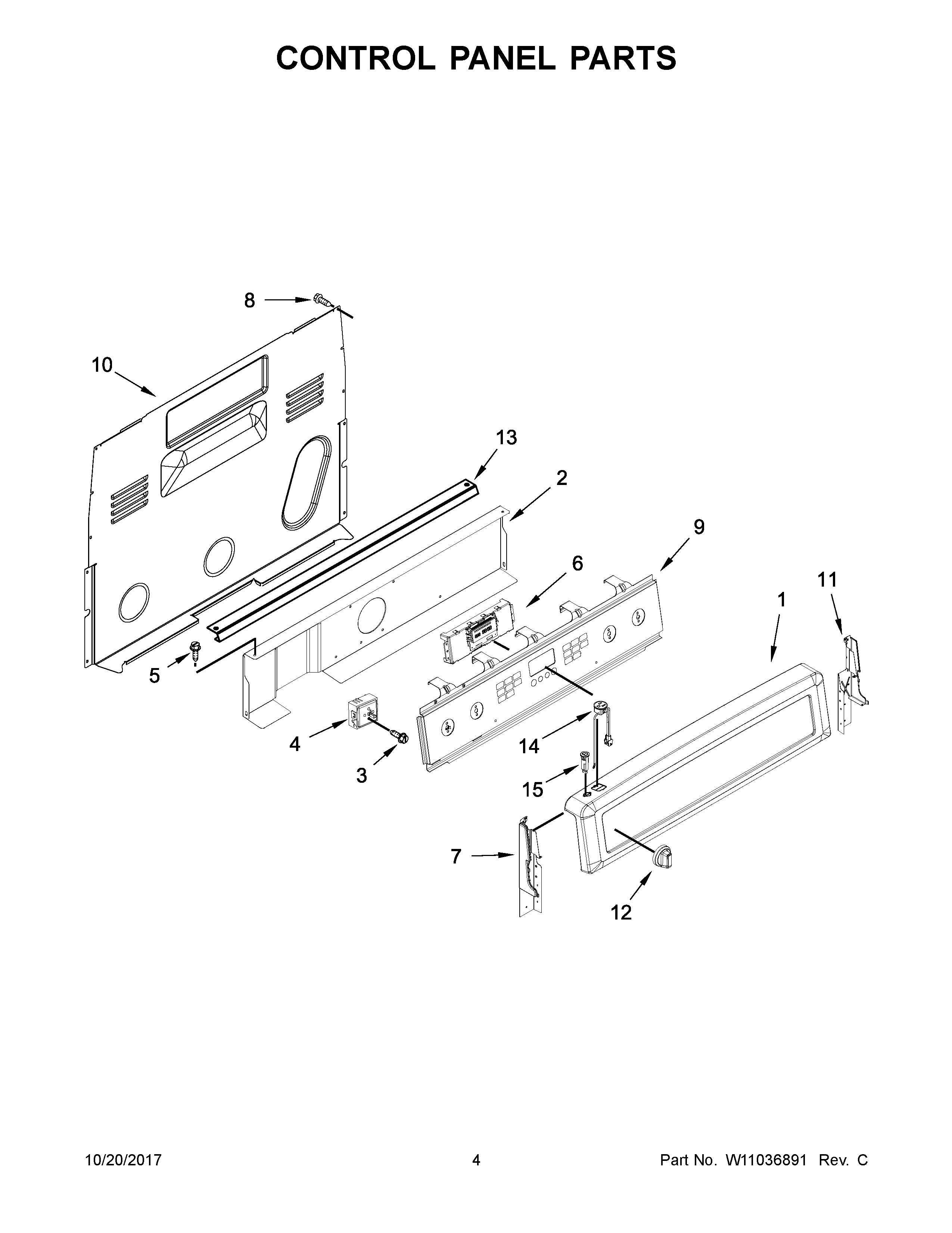 03 - CONTROL PANEL PARTS Diagram and Parts List for YMER8800FZ0  Maytag Range