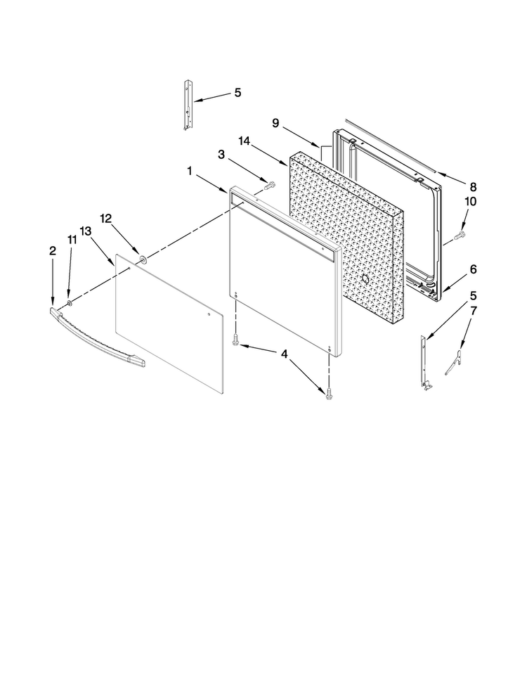 Door Parts Diagram and Parts List for CLY1620BDS12  Magic Chef Range