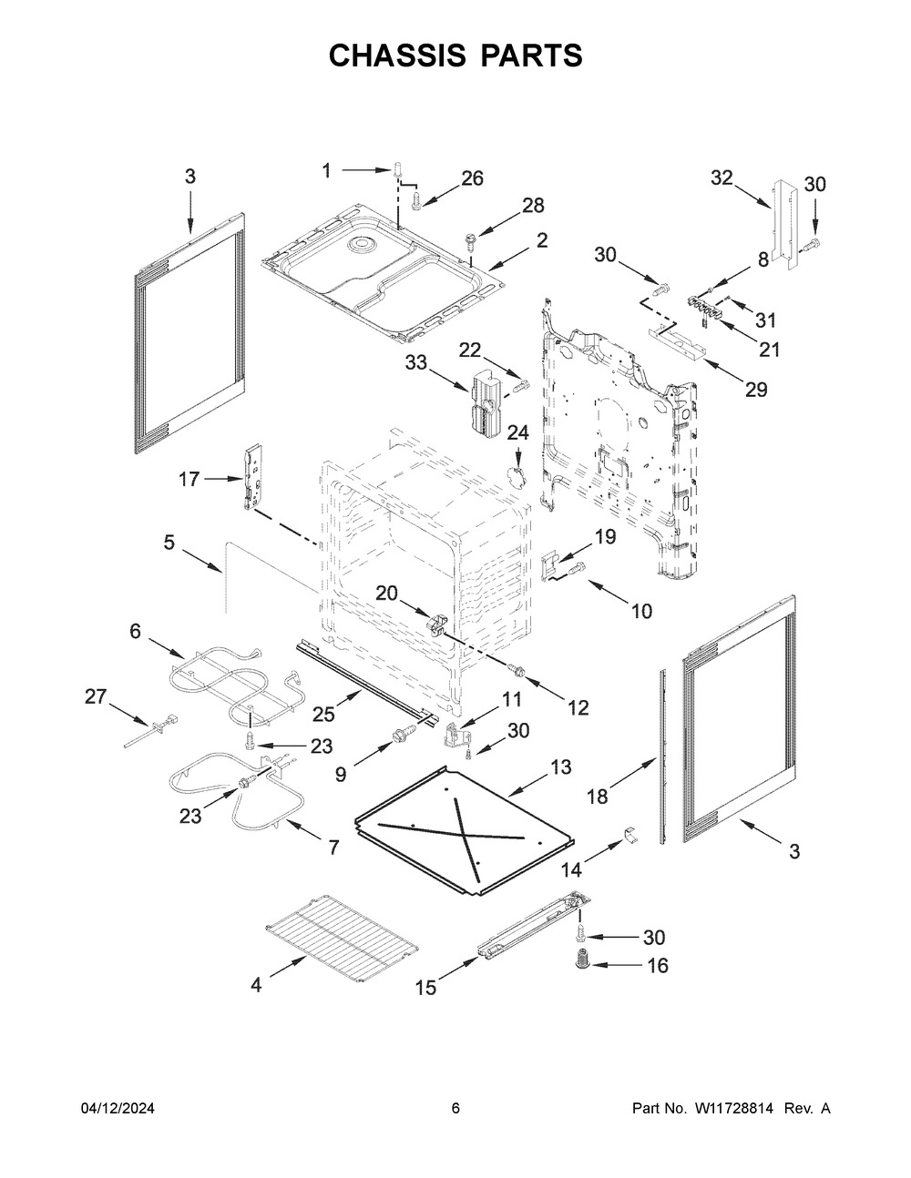 Chassis Parts Diagram and Parts List for ACR4203MNB1  Amana Range