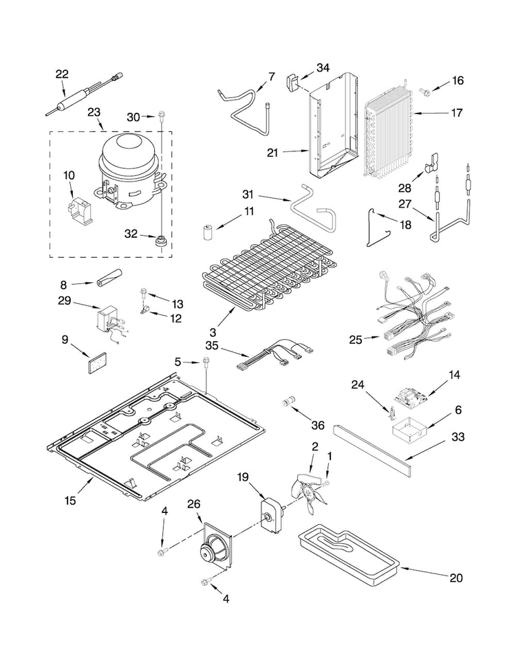 Unit Parts Diagram and Parts List for JCB2582WEY00  Jenn-Air Refrigerator