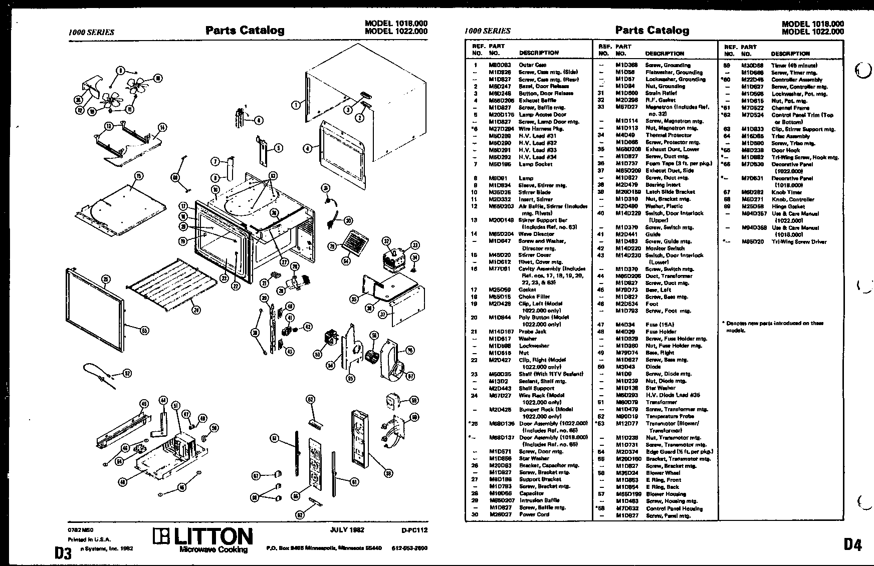 01 - Page 1 Diagram and Parts List for 1022000  Maytag Microwave