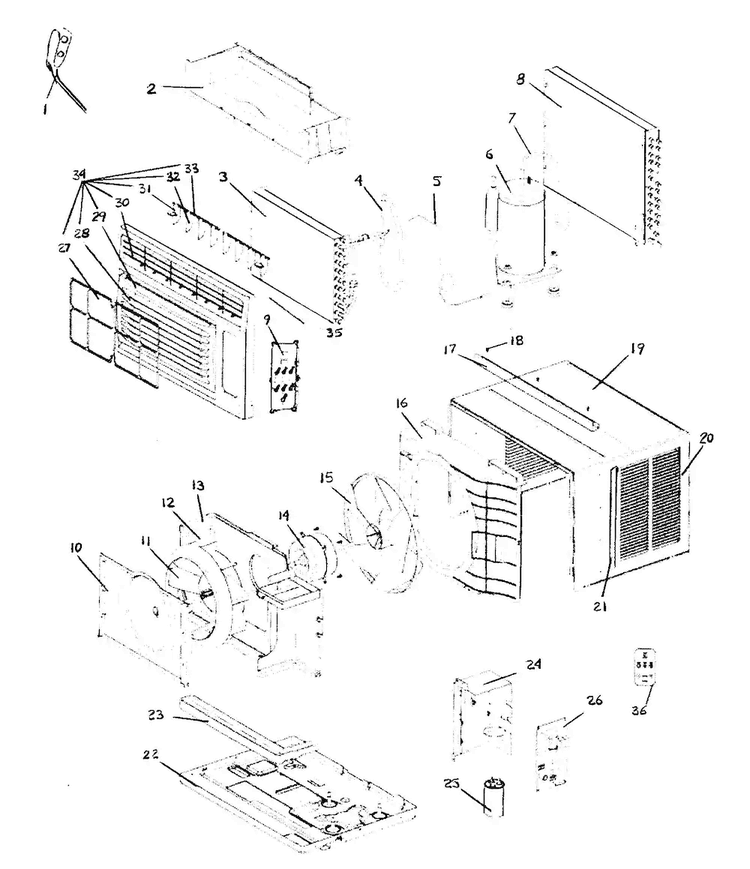Cabinet Parts Diagram and Parts List for ACB065R  Amana Air Conditioner
