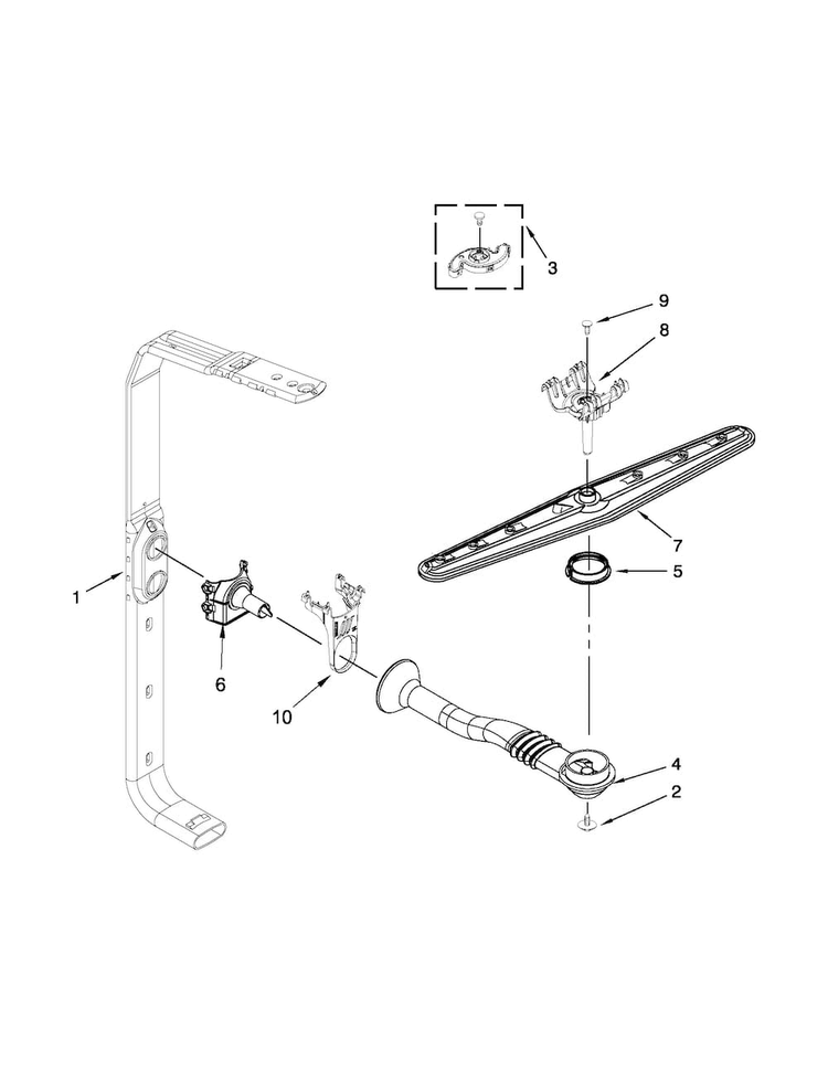 Upper Wash And Rinse Parts Diagram and Parts List for MDB7749SBB0  Maytag Dishwasher