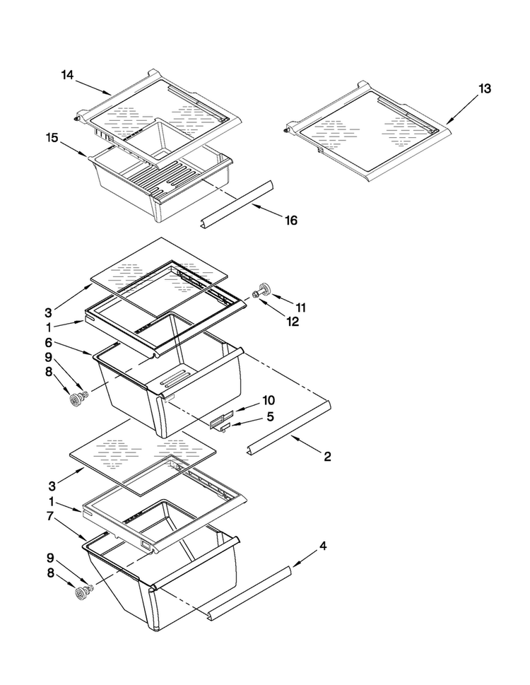 Refrigerator Shelf Parts Diagram and Parts List for MSD2273VES02  Maytag Refrigerator