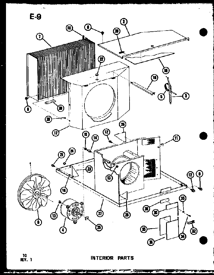 Interior Parts Diagram and Parts List for 218-5K P67535-7R Amana Air Conditioner