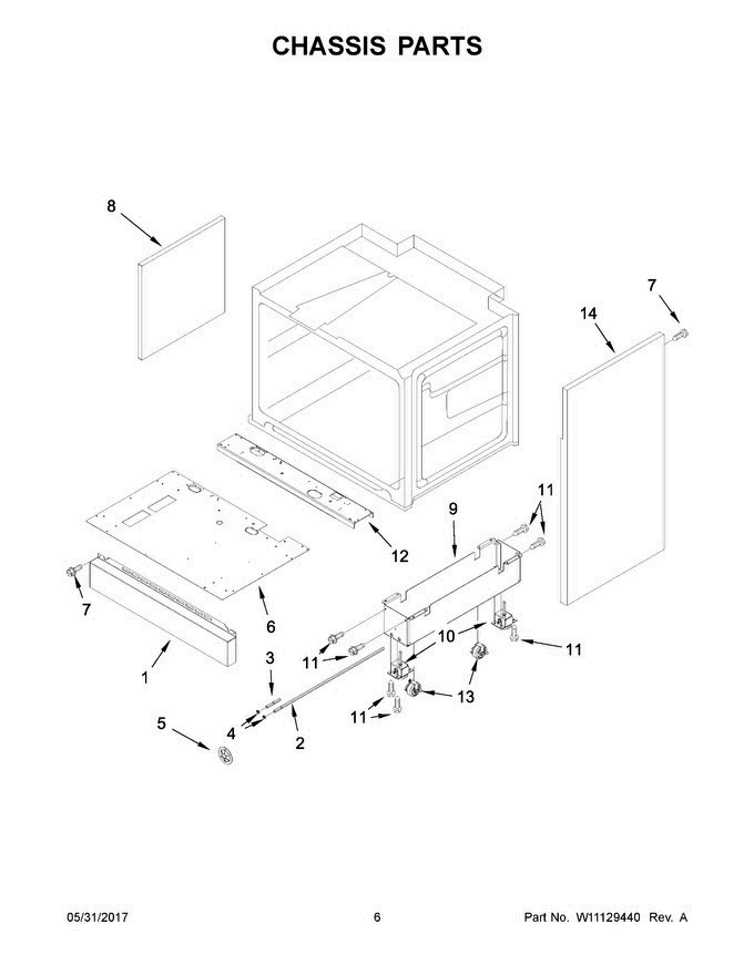 04 - Chassis Parts Diagram and Parts List for JDRP536WP03  Jenn-Air Range