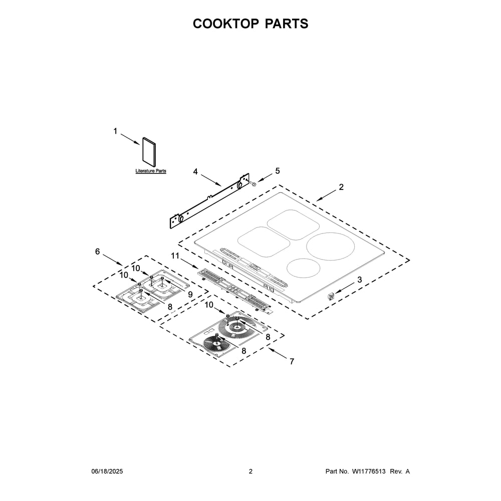Cooktop Parts Diagram and Parts List for JICT724SB00  Jenn-Air Cooktop