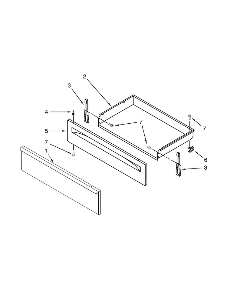 Drawer And Broiler Parts Diagram and Parts List for AER5330BAB0  Amana Range