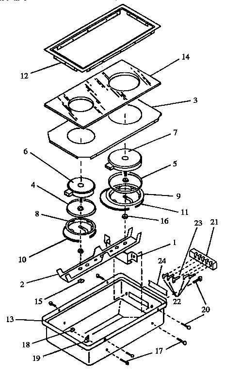 Solid Element Module Diagram and Parts List for CC1CE P1133346NE Amana Cooktop