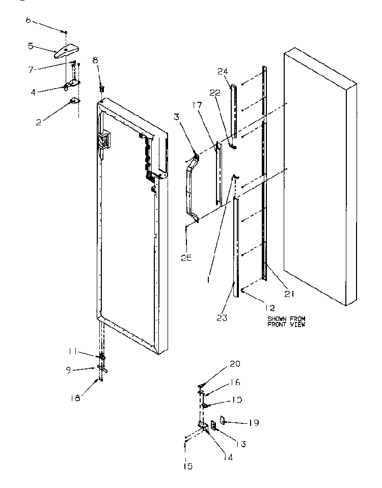 Refrigerator Door Hinge And Trim Diagram and Parts List for SGD521SBL-P1197101WL  Amana Refrigerator