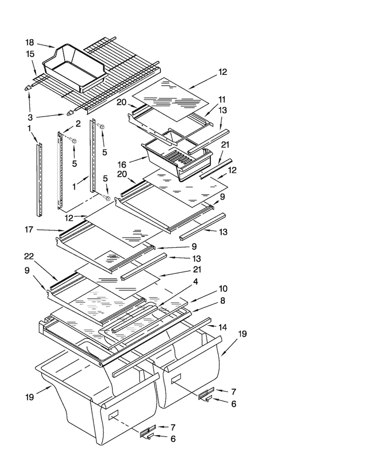 Shelf Parts Diagram and Parts List for M1TXEMMWQ04  Maytag Refrigerator