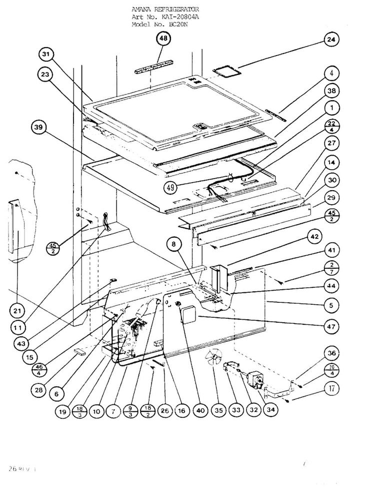 Parts List For Bottom Mount Refrigerator Diagram and Parts List for 20804A  Amana Refrigerator
