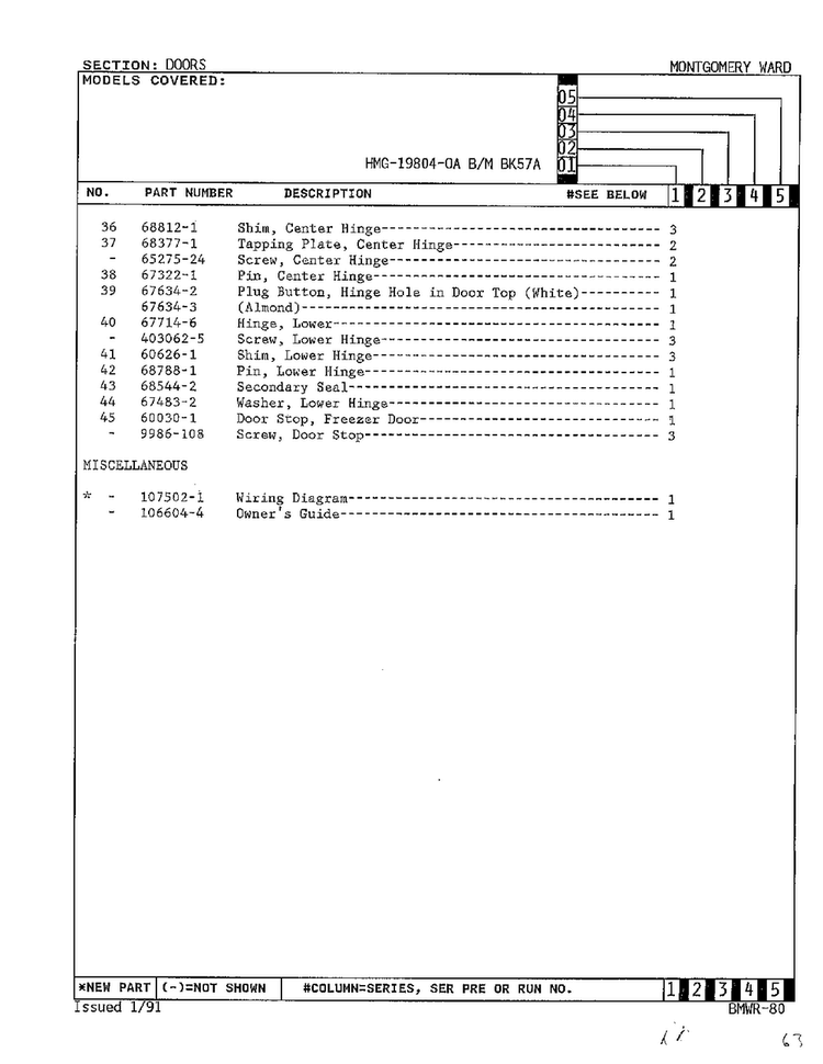 Doors Page 3 Diagram and Parts List for 19804-0A  Admiral Refrigerator