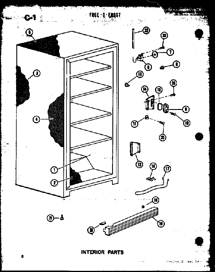 Section 3 Diagram and Parts List for UF22C P60345-72W Amana Freezer