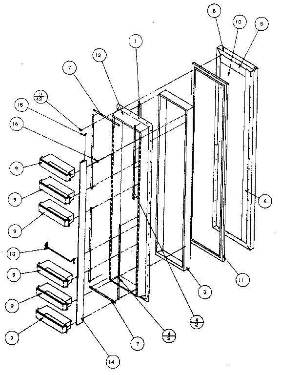 Freezer Door Diagram and Parts List for 596SBI20H P7836032W Kenmore Refrigerator