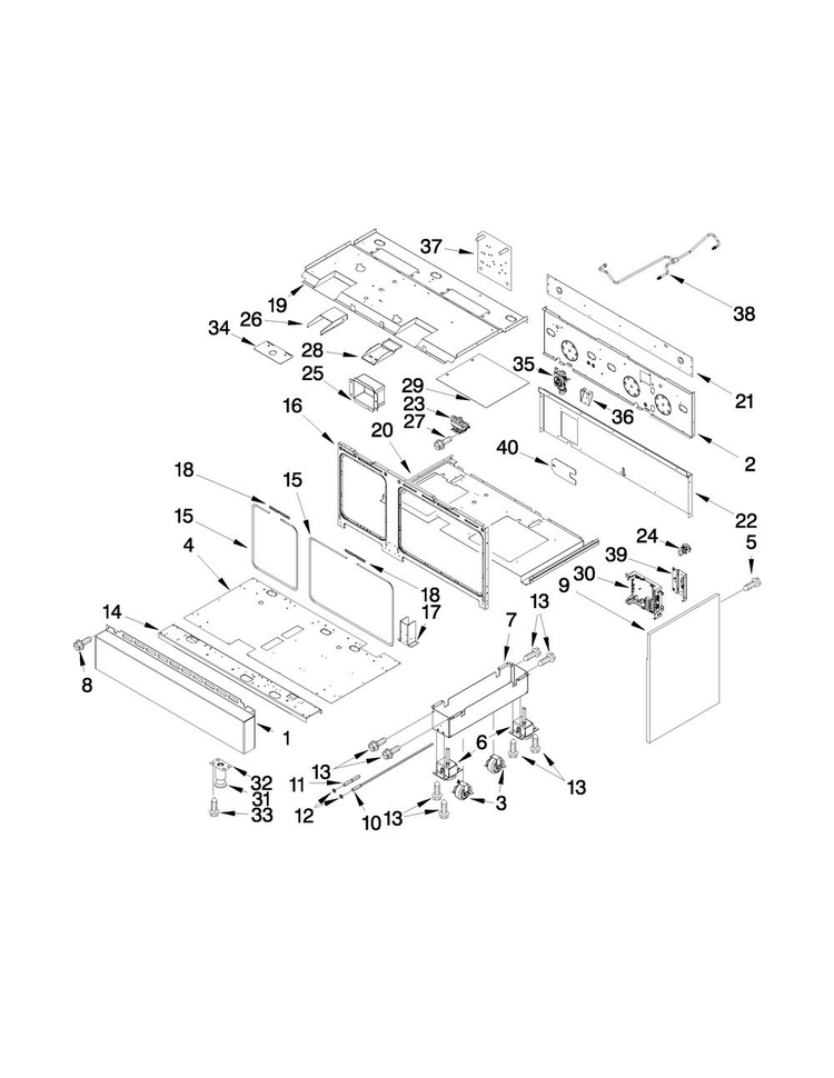 48" Chassis Parts Diagram and Parts List for JLRP548WP00  Jenn-Air Range