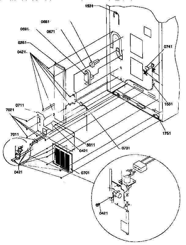 Cabinet Back Diagram and Parts List for 67275-P1311001WE  Amana Refrigerator