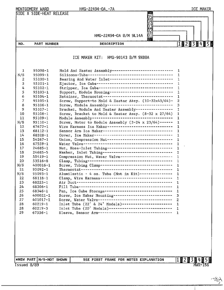 Ice Maker Page 2 Diagram and Parts List for 22494-OA  Admiral Refrigerator