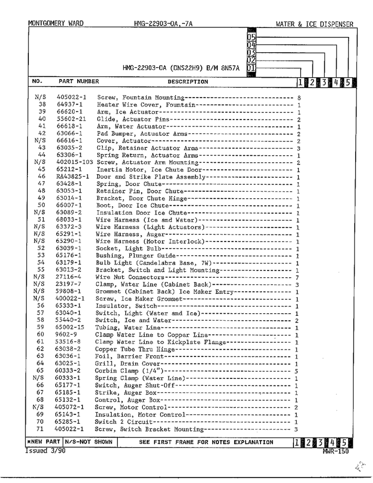 Water And Ice Dispenser Page 3 Diagram and Parts List for 22903-OA  Admiral Refrigerator